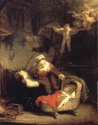 The Holy Family with Angels Rembrandt